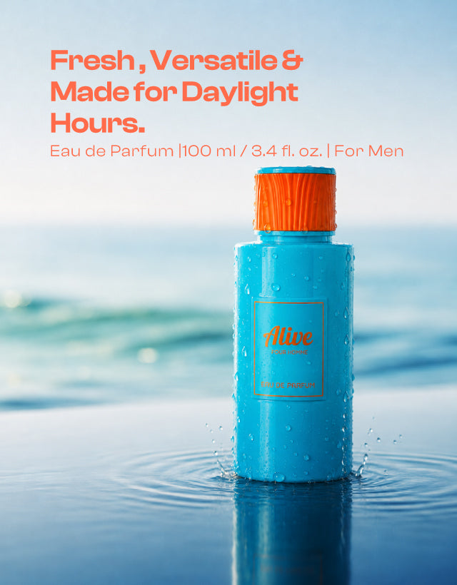 MUSHMUSH Alive Pour Homme Eau de Parfum 100ml, fresh men’s fragrance by the ocean, “Fresh, Versatile& Made for Daylight Hours.”