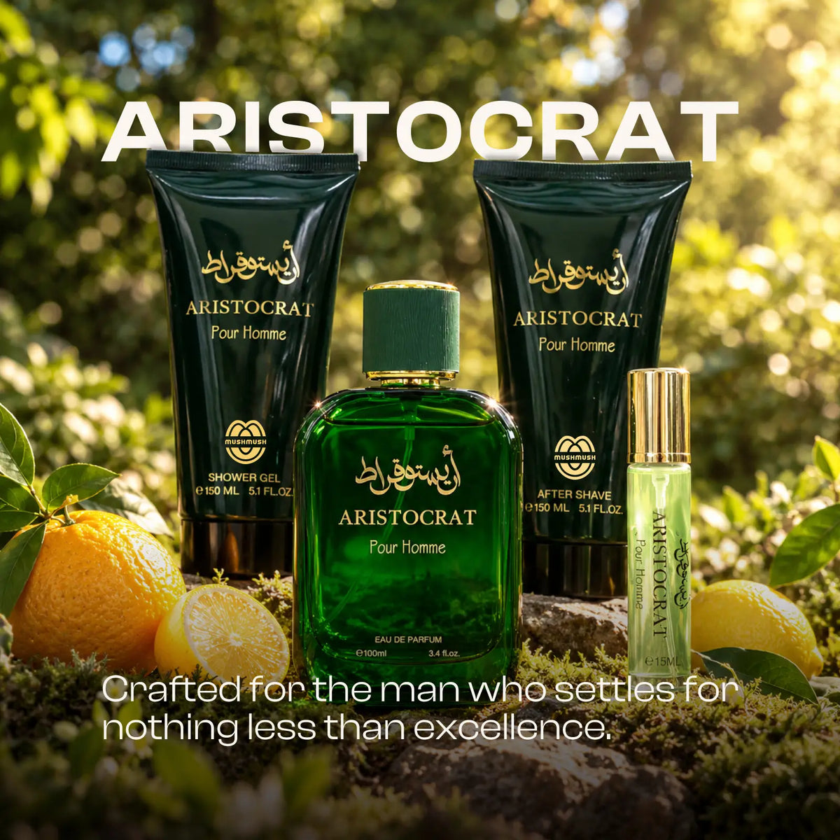 Aristocrat 4 Pieces Set for men. Aristocrat fragrance gift set presented in a styled product setting