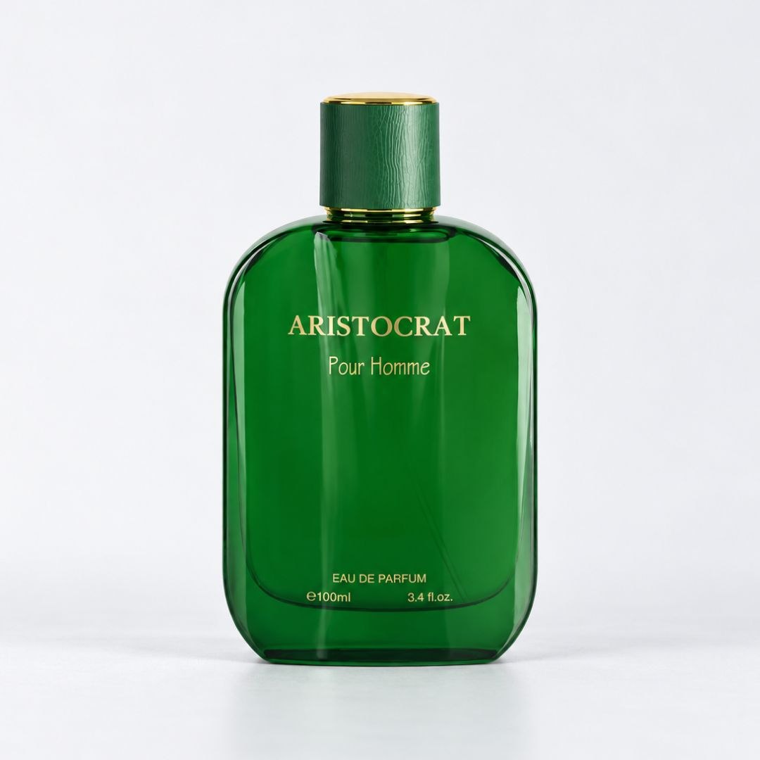 MUSHMUSH Aristocrat Pour Homme Eau de Parfum 100ml, refined men’s fragrance in an emerald green bottle with gold detailing and premium luxury appeal.