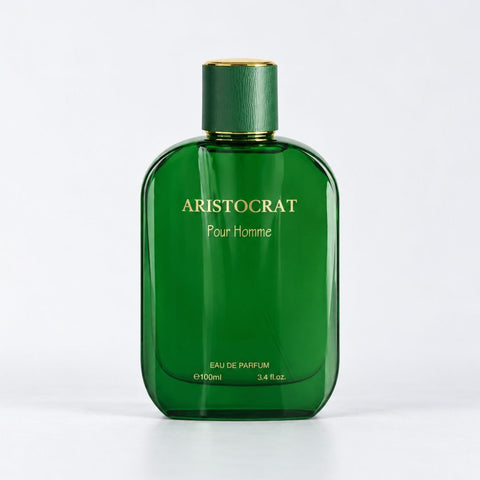 MUSHMUSH Aristocrat Pour Homme Eau de Parfum 100ml, refined men’s fragrance in an emerald green bottle with gold detailing and premium luxury appeal.