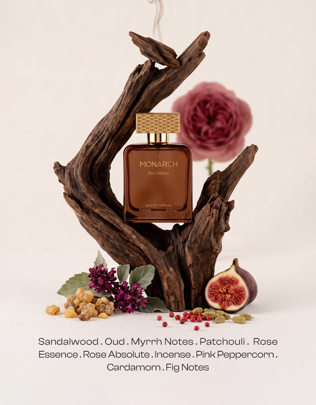 MONARCH Pour Homme EDP 100ml luxury men's fragrance with oud, woody, sandalwood & rose notes by MushMush